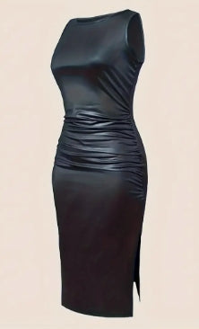 Faux Leather Body Con Dress