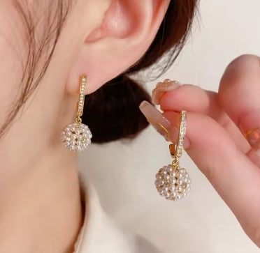 Bead Ball Pendant Earrings