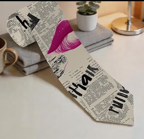 Pink Lip Thankful Tie