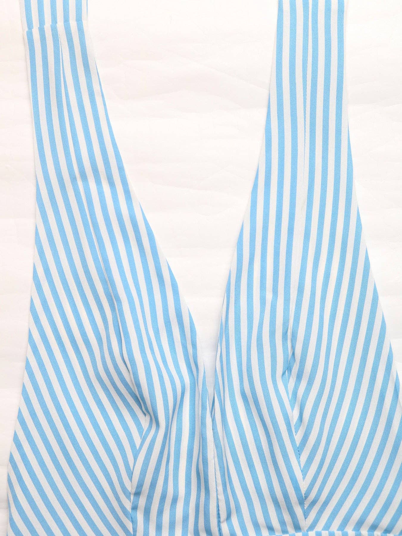 Striped V Neck Romper Backless Summer Vacation Outfit