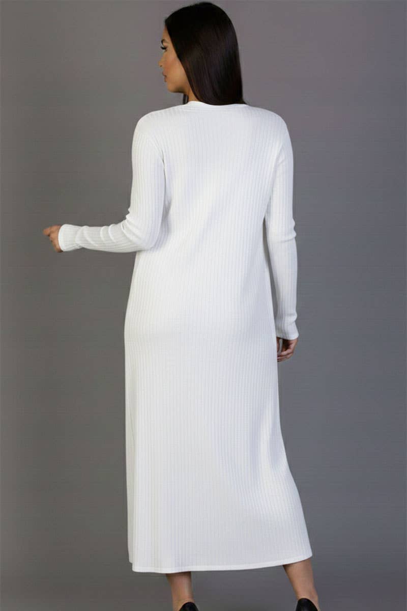 Ribbed Cardigan & Cami Midi Bodycon Dress