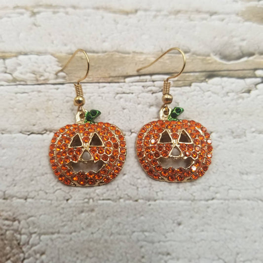 Rhinestone Pumpkin Earrings