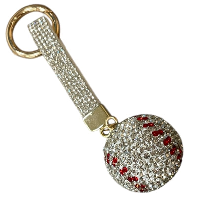 Baseball White Rhinestone Pave Keychain
