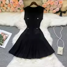 Pleated Short Dress