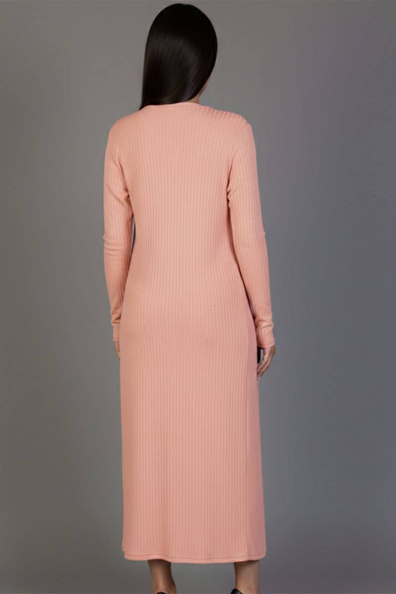 Ribbed Cardigan & Cami Midi Bodycon Dress