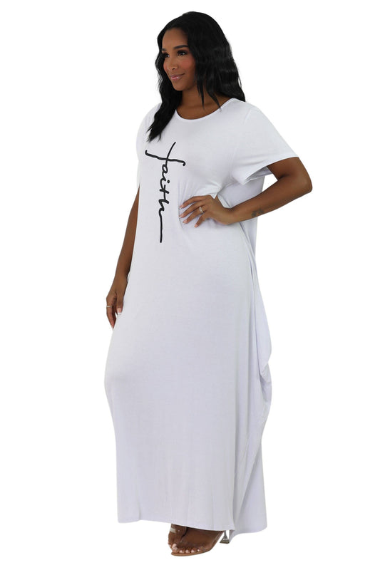 Long "Faith" Knitted Short Sleeve Dress