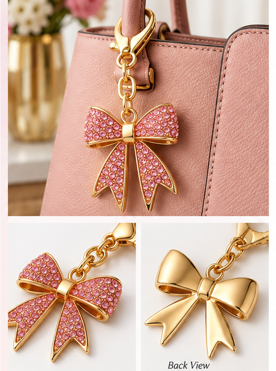 Crystal Luxe Pink Bow Charm