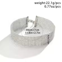 Sparkling Silver Color Crystal Collar Choker Necklace
