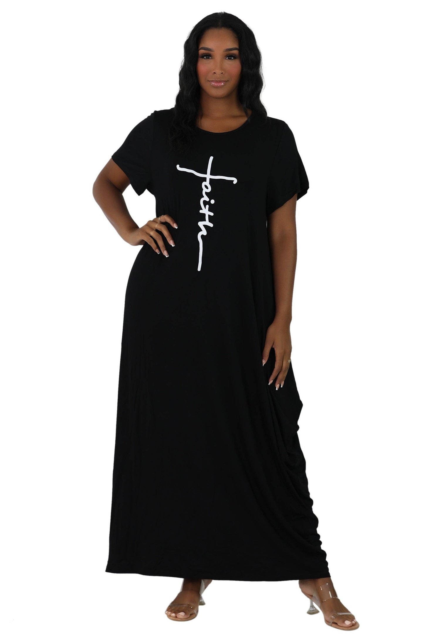 Long "Faith" Knitted Short Sleeve Dress
