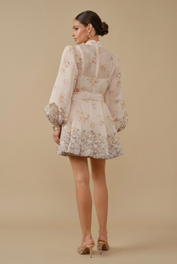 Romantic Baroque Floral Mini Dress