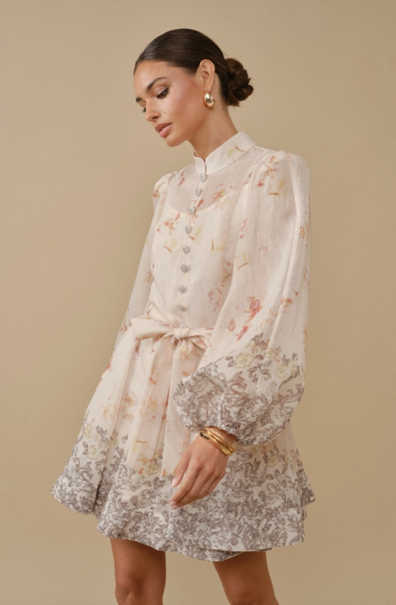Romantic Baroque Floral Mini Dress