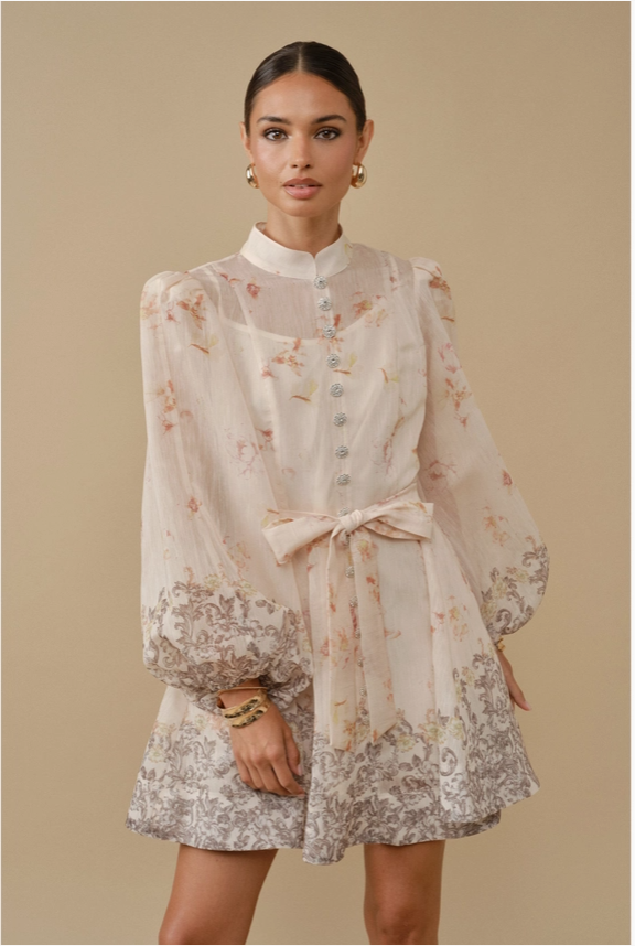 Romantic Baroque Floral Mini Dress