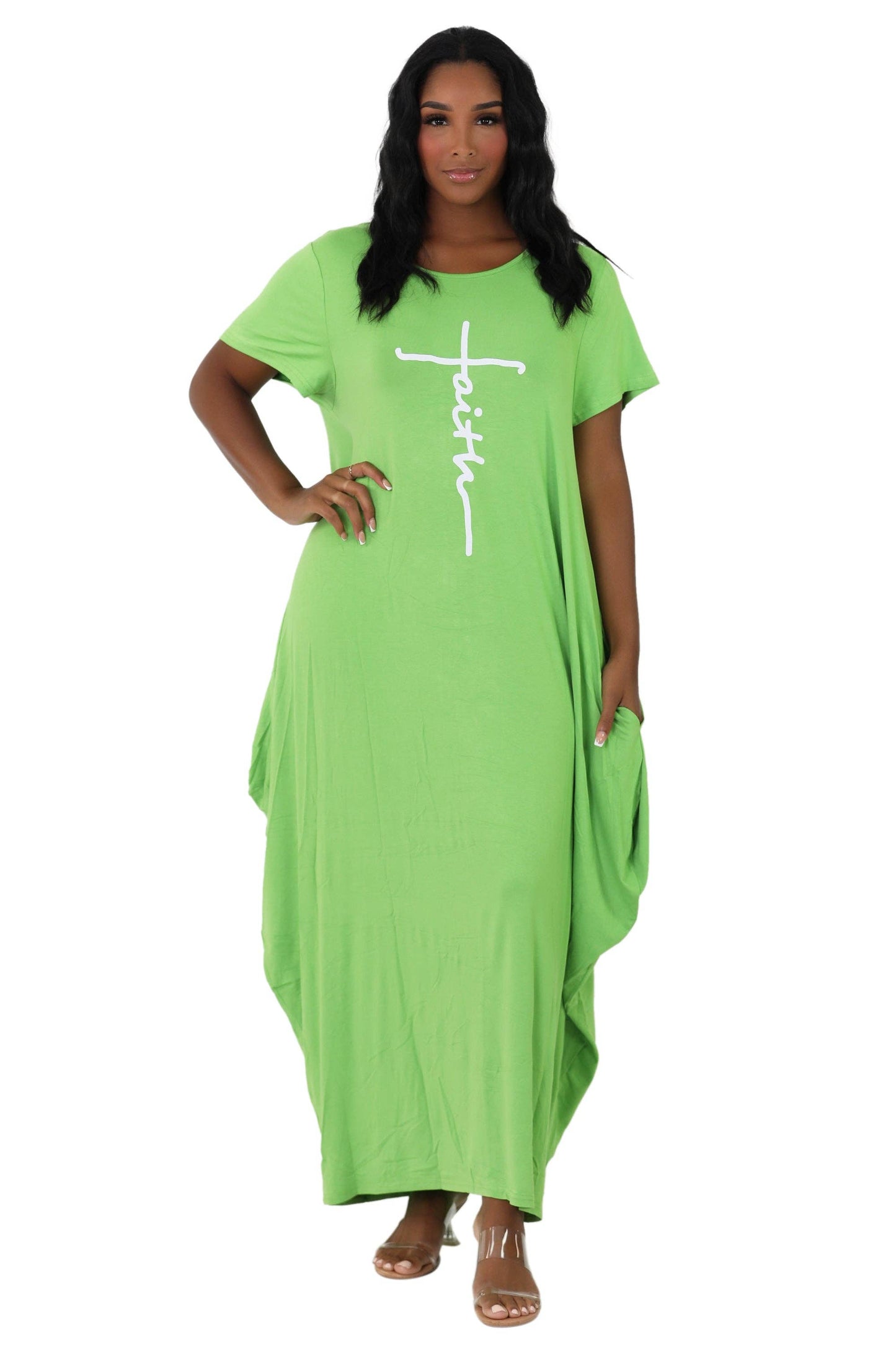 Long "Faith" Knitted Short Sleeve Dress