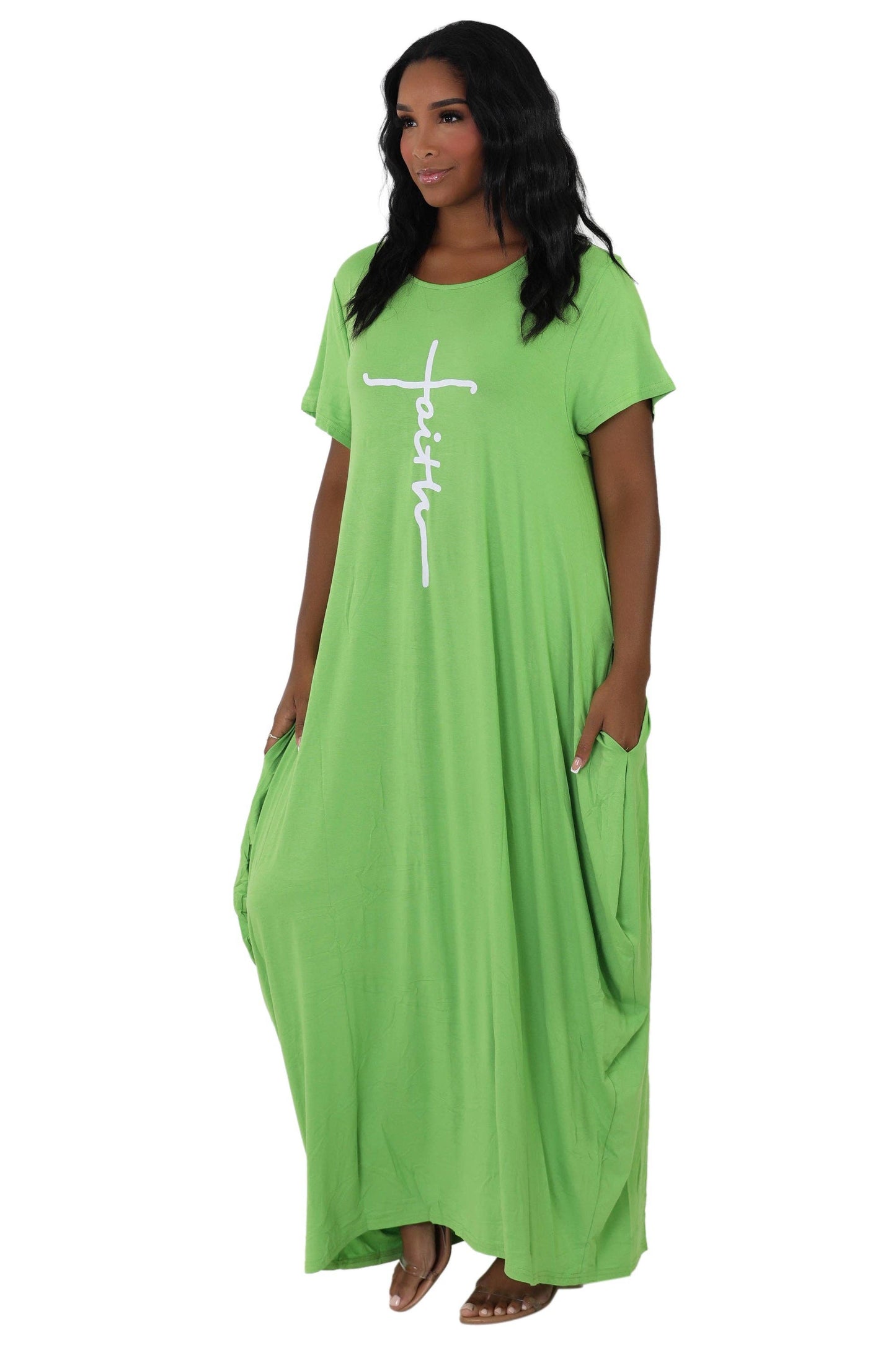 Long "Faith" Knitted Short Sleeve Dress