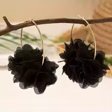 Lace Flower Circle Hanging Earrings