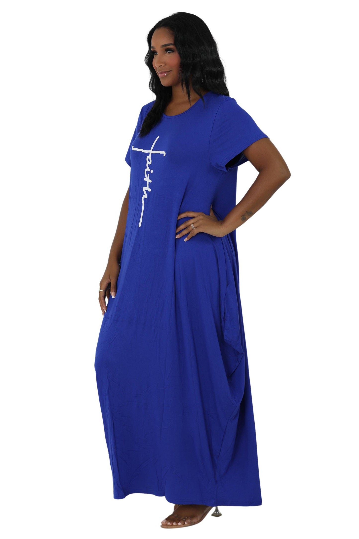 Long "Faith" Knitted Short Sleeve Dress