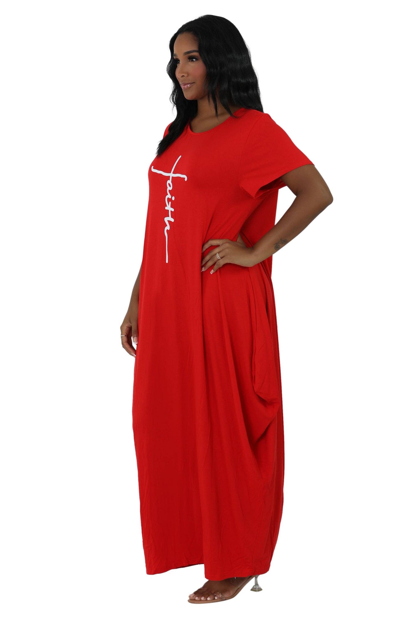 Long "Faith" Knitted Short Sleeve Dress
