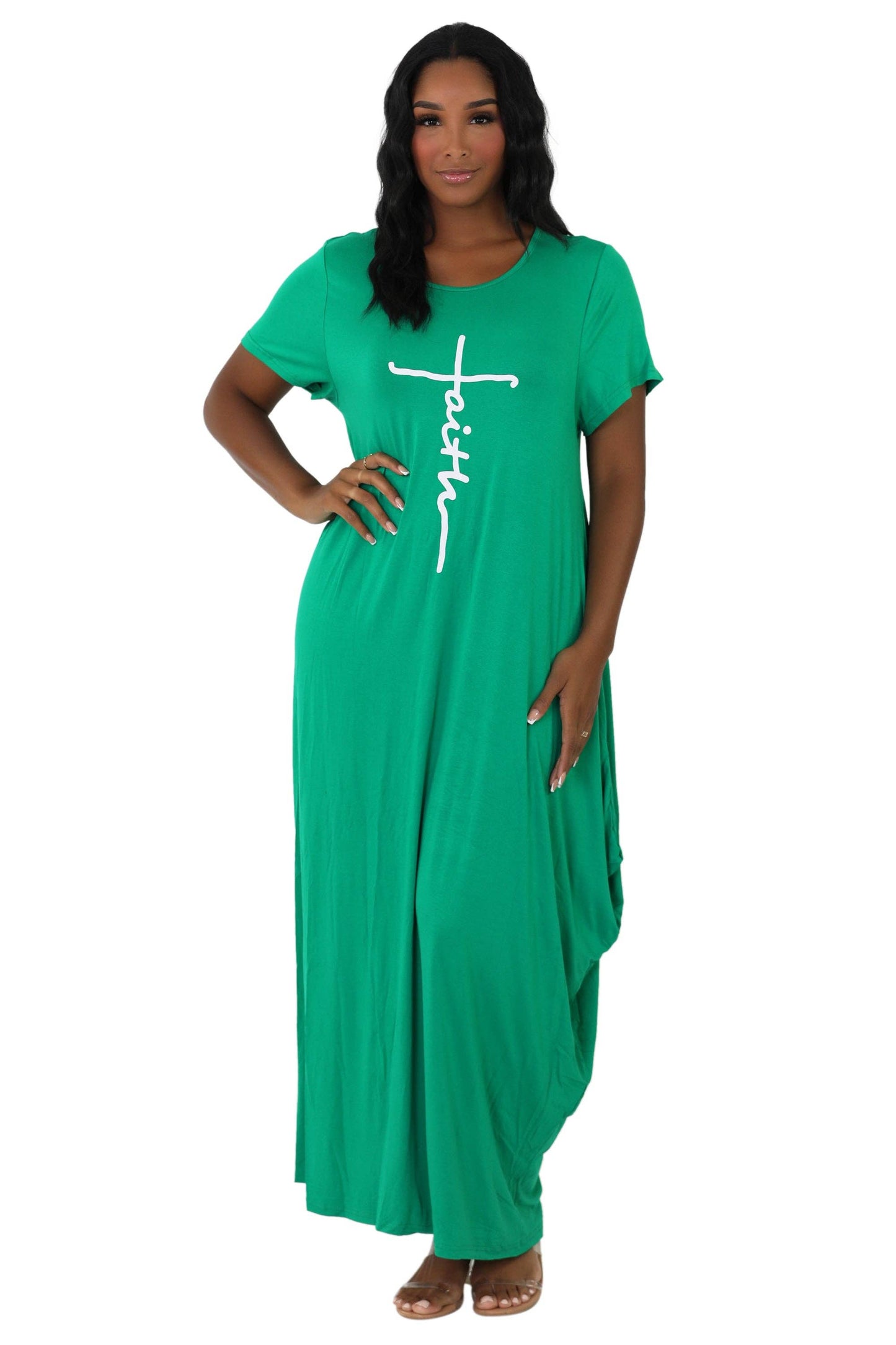 Long "Faith" Knitted Short Sleeve Dress