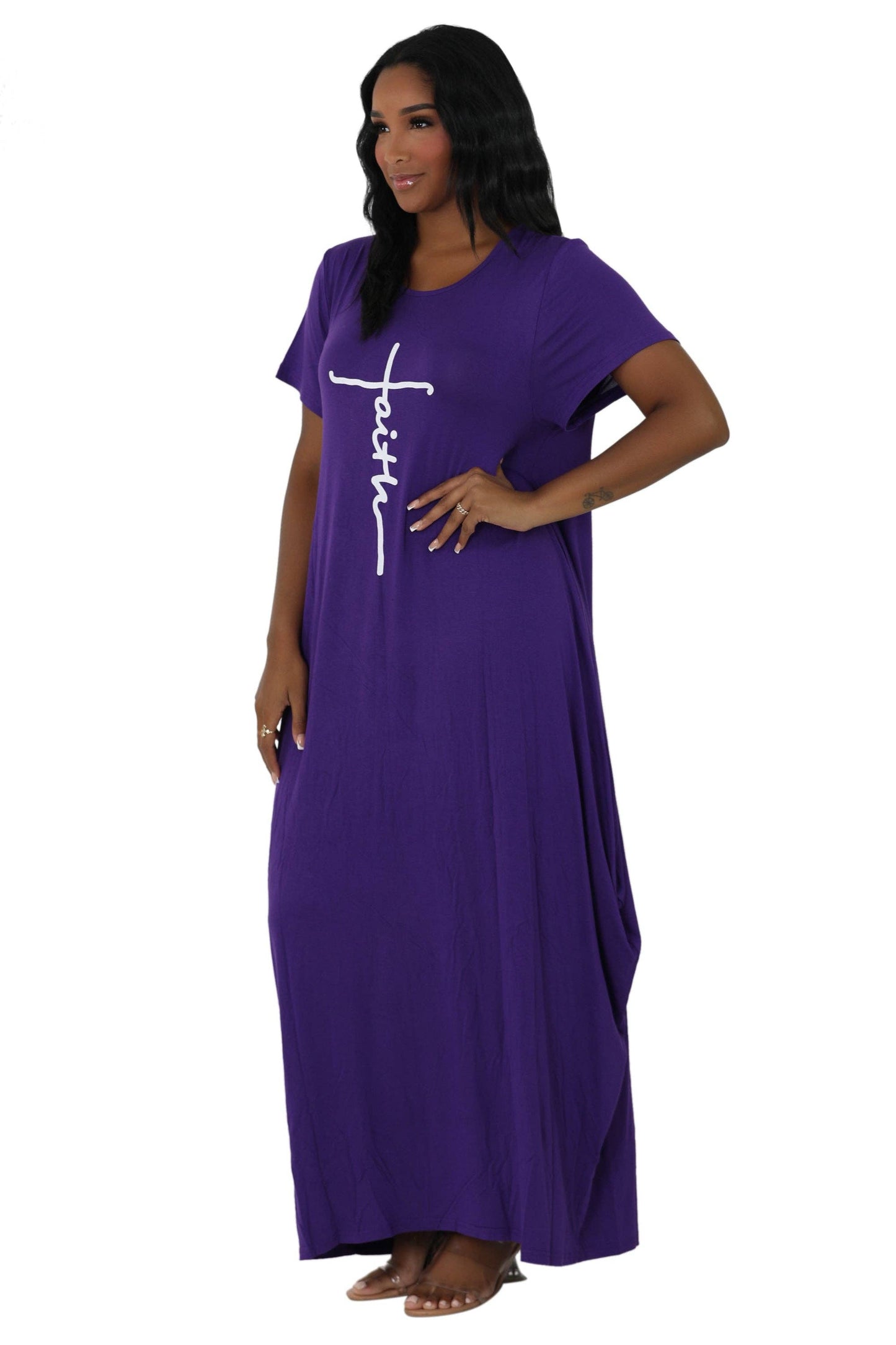 Long "Faith" Knitted Short Sleeve Dress