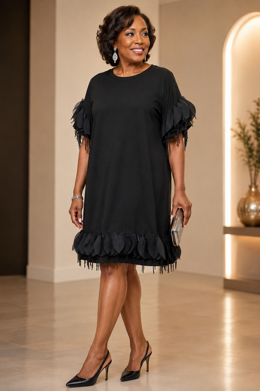 Circle Ruffle Appliques Relaxed Fit Dress