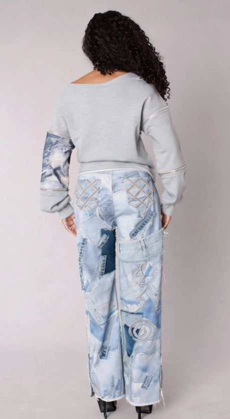 Denim Star Patchwork Statement Jeans