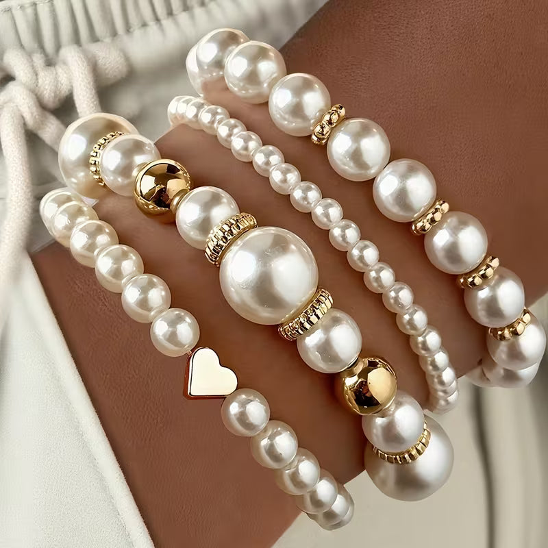 4pc Pearl Bracelet Set