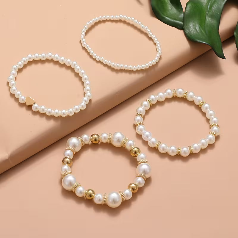 4pc Pearl Bracelet Set