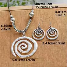 Vintage Spiral Vortex Necklace & Earrings Set