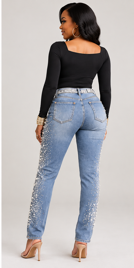 All Eyes on Me Rhinestone Jeans