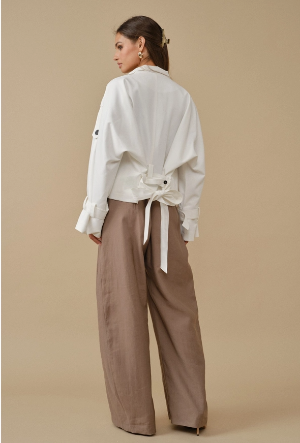 Minimalist Cropped Funnel-Neck Trench Jacket